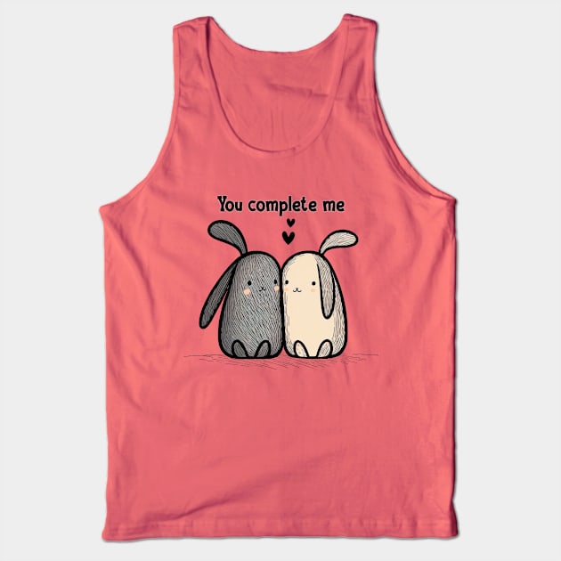 You Complete Me - Cute Bunnies in Love Tank Top by Unified by Design